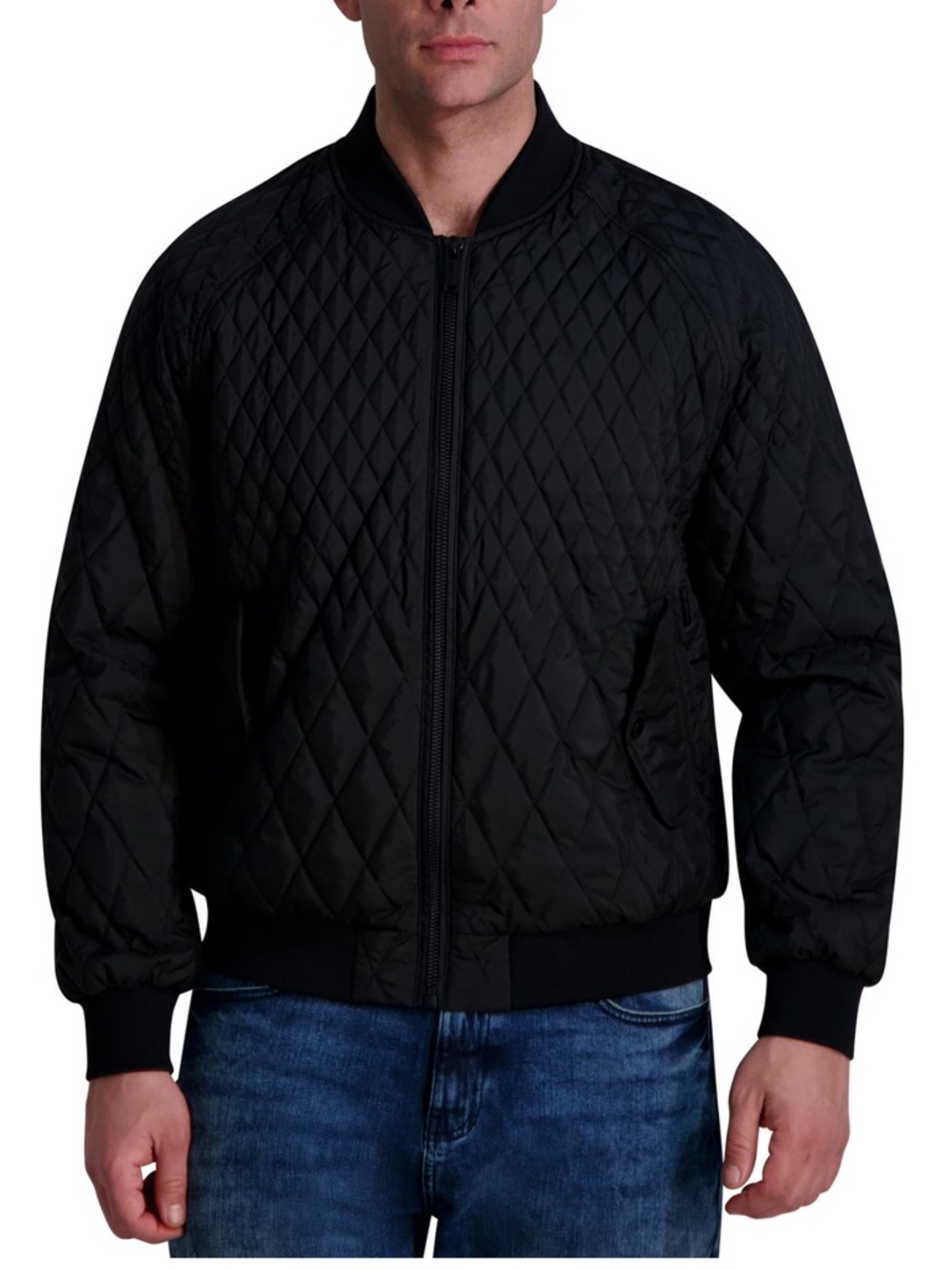 Karl Lagerfeld Navy Quilted Bomber Jacket